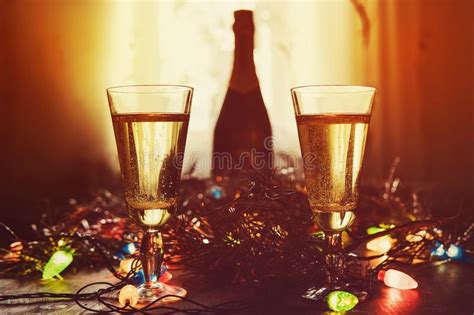 Glasses Against The Background Of A Garland Stock Image Image Of