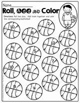 Basketball Preschool Math Color Activities Kids Roll Dice Add Sports Kindergarten Fun Printable Coloring Pages Learning Practice Such Way Counting sketch template