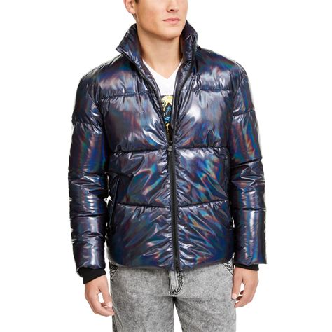mens blue iridescent puffer jacket puffer coat xl bhfo  ebay