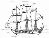 Bateau Navire Fregate Colorier Coloriages sketch template