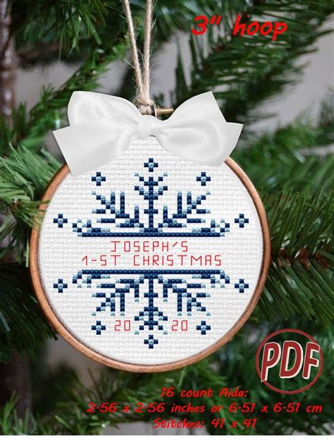 christmas ornament cross stitch pattern diy baby gift etsy