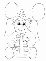 Birthday Coloring Balloon Pages Balloons Drawing Bear Teddy Happy Present Cake Party Drawn Getdrawings Print Ic Clipartqueen sketch template