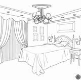 Drawing Coloring Interior Bedroom Pages Sketches Choose Board sketch template