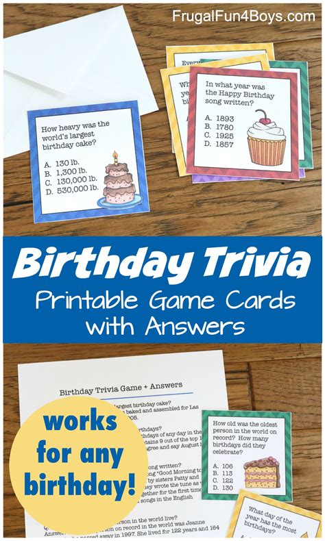printable birthday trivia game frugal fun  boys  girls