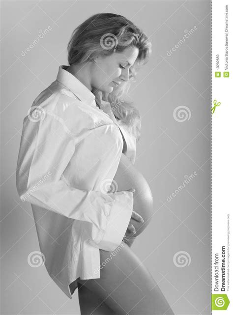 Beautiful Pregnant Woman Black And White Royalty Free