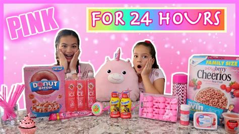 24 Hours Eating Only Pink Food Challenge Sister Forever Youtube