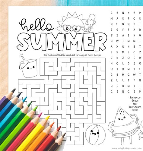 printable summer activity page artsy fartsy mama