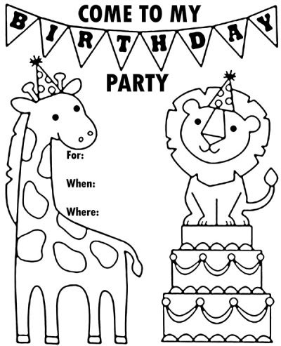 printable birthday party invitation topcoloringpagesnet