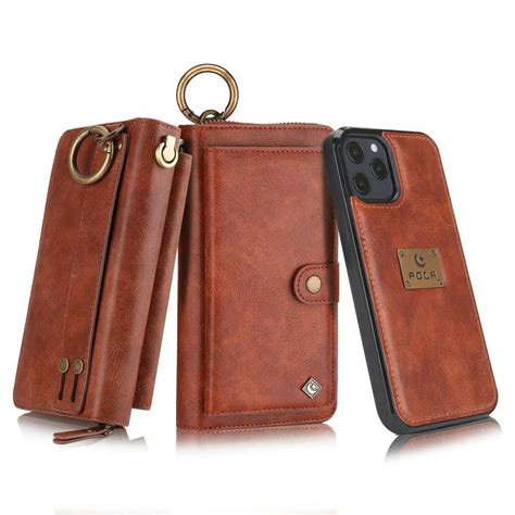 dteck wallet case compatible  iphone  pro max      leather zipper purse large