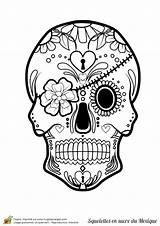 Coloriage Mort Tete Mexique Mexicaine Sucre Crane Mexicain Totenkopf Tête Bandeau Squelette Hugolescargot Crâne Calaveras Flagge Masque Skulls Malvorlagen Ausdrucken sketch template