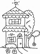 Coloring House Story Two Clip Clipart Cute Sweetclipart sketch template