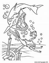 Shark Ariel Coloring Chasing Princess Disney Bad Pages Printable sketch template
