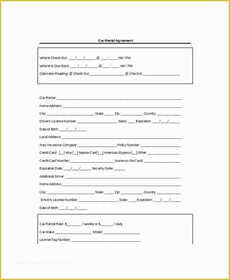 automobile lease agreement template    rental agreement