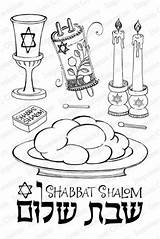 Shalom Shabbat Iostamps sketch template