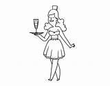 Camarera Cameriera Elegante Colorare Coloringcrew Waitress Acolore Disegni sketch template