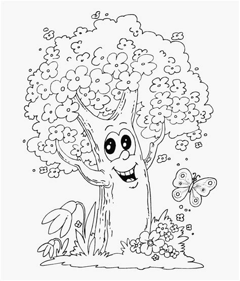 spring tree colouring spring tree coloring pages hd png