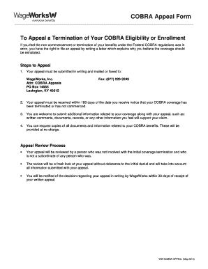 sample cobra termination letter pdffiller