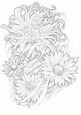 Tattoo Flower Sleeve Floral Tattoos Deviantart Kleuren Drawing Coloring Designs Drawings Kleurplaten Flora Dahlia Voor Volwassenen Adults Flowers Birth Flash sketch template