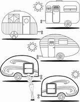 Coloring Pages Vintage Trailers Trailer Camper Teardrop Camping Travel Adult Etsy Template Colouring Printable Retro Roulotte Rv Happy Caravan Wohnwagen sketch template