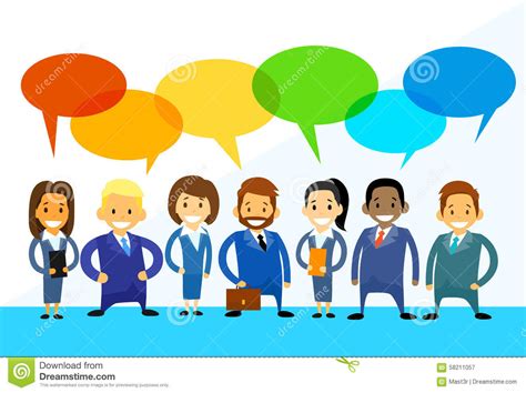 Business Cartoon People Group Talking Discussing Stock