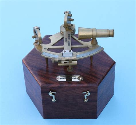 3 5 inch brass sounding sextant with hardwood case from the brass compass