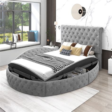 full size platform bed frame velvet  upholstered platform bed