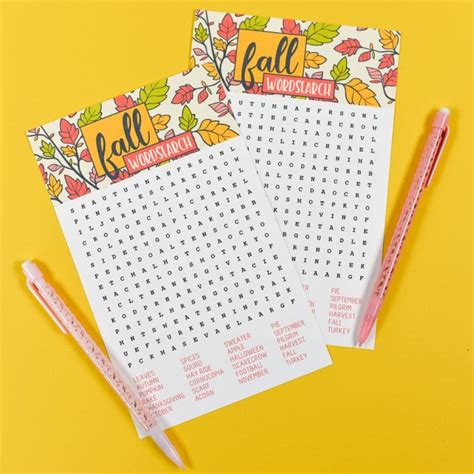printable fall word search  kids adults