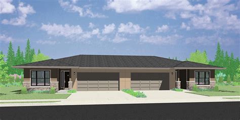 modern prairie style ranch duplex home plans   bruinier associates duplex house plans