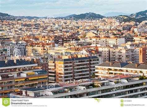 panorama van de stad van barcelona stock foto image  catalonie berg