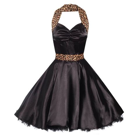 ladies  swing black leopard print retro rockabilly vintage style fashion leopard dress