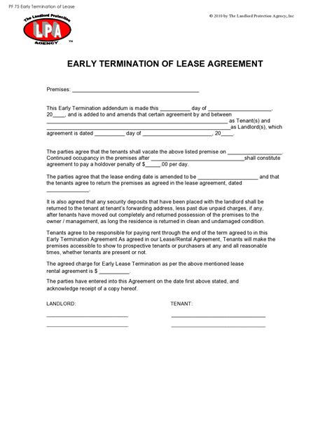 early lease termination letters templatearchive