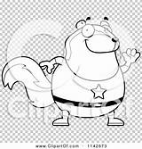 Chubby Waving Skunk Outlined Clipart Cory sketch template
