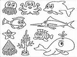 Coloring Animals Pages Ocean Sea Animal Fish Ecosystem Water Drawing Deep Underwater Creatures Life Color Plants Printable Scene Getdrawings Preschool sketch template