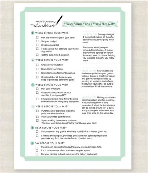 graduation party checklist template business