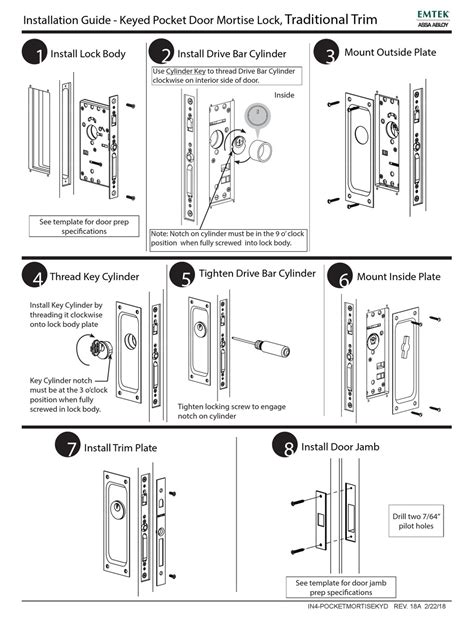 emtek keyed pocket door mortise lock installation manual   manualslib