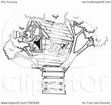 House Tree Outline Boy Pirate Illustration His Royalty Clipart Toonaday Vector Leishman Ron sketch template