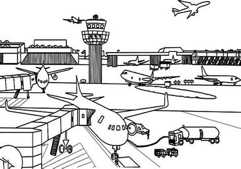 airport coloring page  kids coloring sky