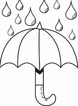 Umbrella Coloring Kids Raindrops Pages Rain Cliparts Drop sketch template