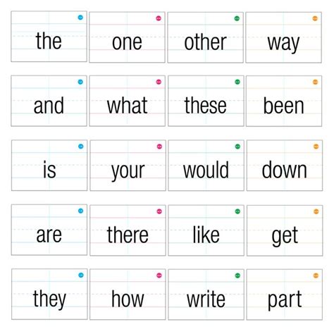 kindergarten sight words flash cards printable fry   sight