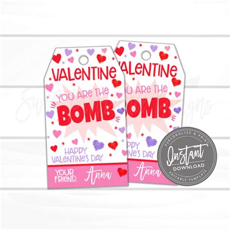 valentine    bomb gift tags printable    bomb bomb