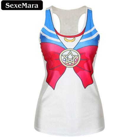 Gym Excercise Sexy Sailor Moon Tanktop Cosplay Outfit Hot
