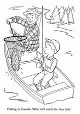 Coloring Pages Colouring Camping Fishing Father Son Sheets Color Children Fisherman Kids Canada Peru Book Printable Brazil Qisforquilter Drawings Stamps sketch template