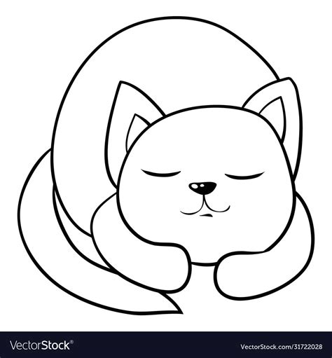 children coloring bookpage sleeping cat image vector image