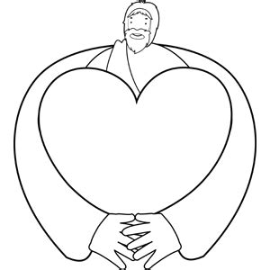 jesus making  heart printable bible coloring pages