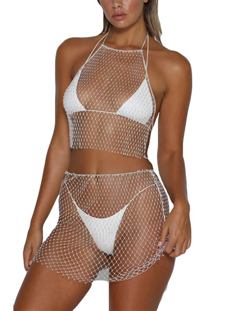 pudcoco womens mesh sheer mini beach dress bikini cover up sarong