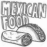 Mexican Food Burrito Clipart Sketch Tacos Drawing Drawings Coloring Pages Vector Taco Illustrations Doodle Vectors Stock Printable Restaurant Mexico Clip sketch template