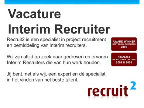 vacature interim corporate recruiter  recruit
