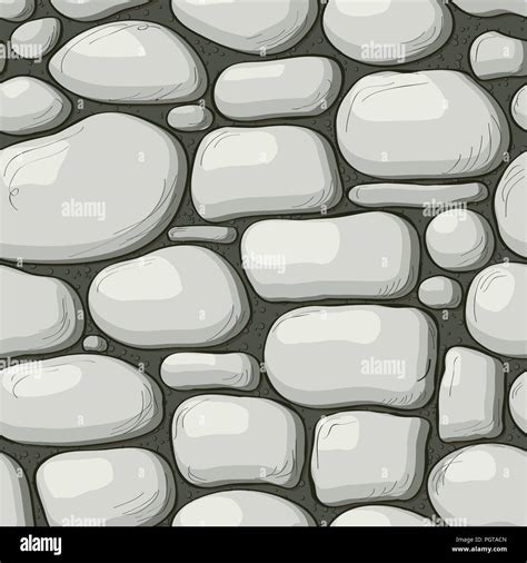 cartoon style stone wall texture web page background vector seamless pattern stock vector