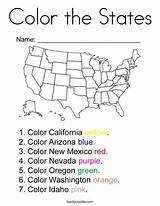 States Coloring Color Usa Kids Worksheets Capitals Grade Noodle Studies Social Twistynoodle California 2nd Twisty Geography Print School sketch template