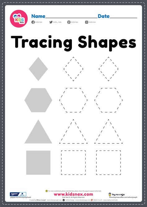 printable tracing shapes kindergarten preschool
